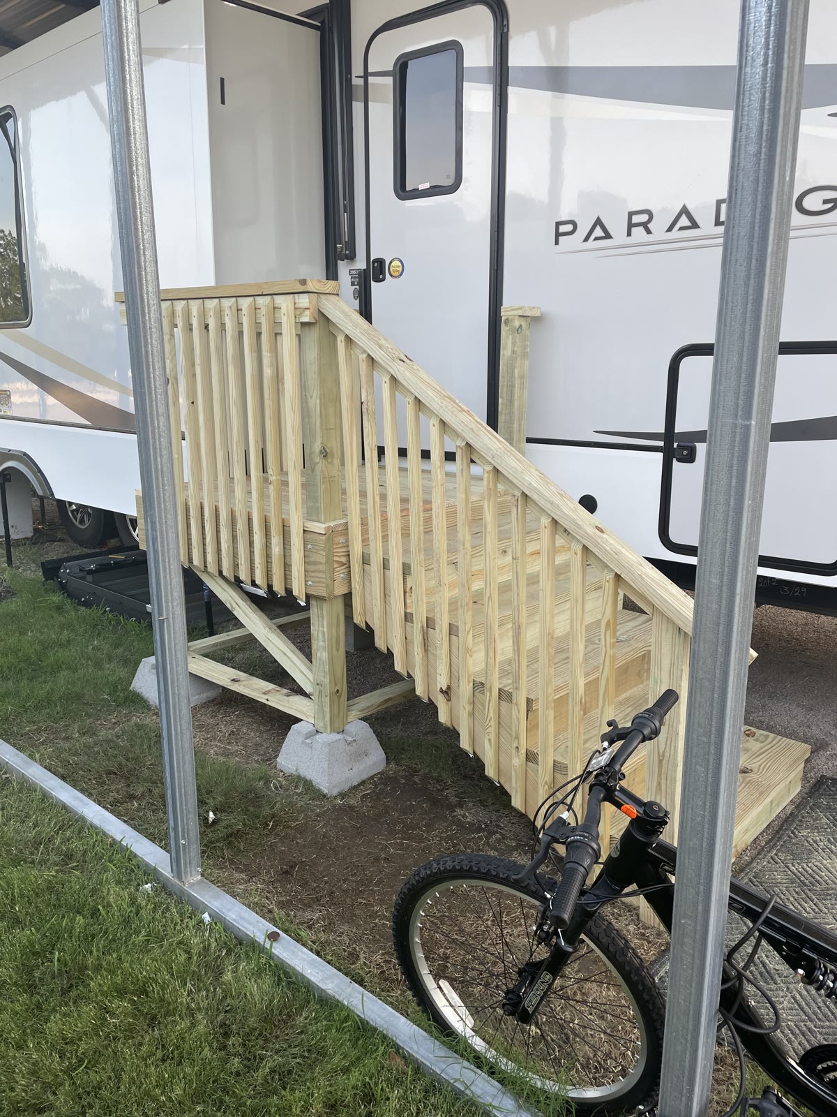 Framing detail of the custom stair and deck structure